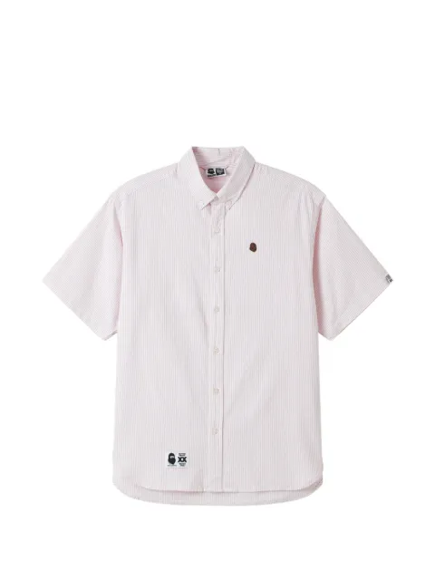 FINGERCROXX striped-pattern short-sleeve shirt White FFXSRM01234X