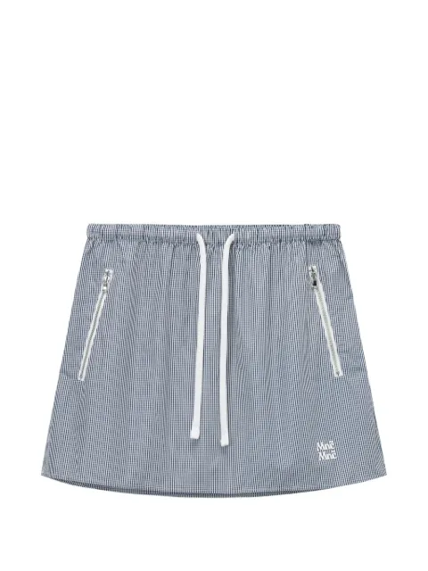 Mini Cream drawstring mini skirt Blue 6SM106A