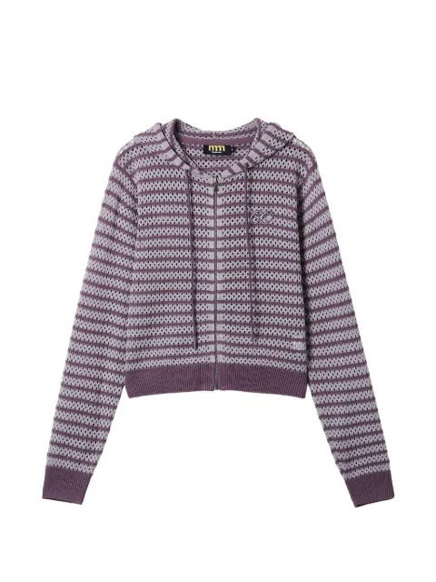 Mini Cream striped hooded cardigan Purple 6SM300A