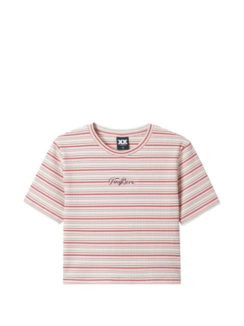 FINGERCROXX striped-pattern T-shirt Neutrals FFXTEW01405X