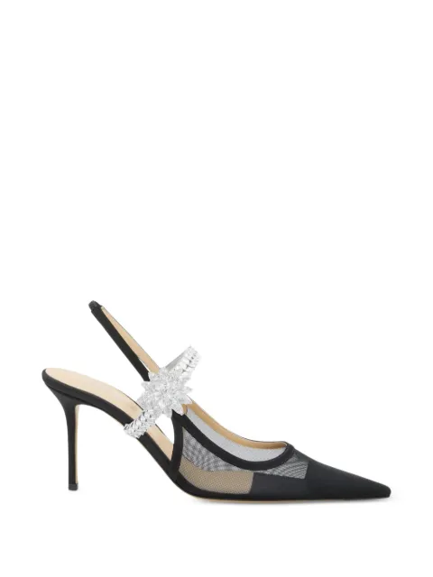 MACH & MACH flower-embellished slingback pumps Black R26S107585NET