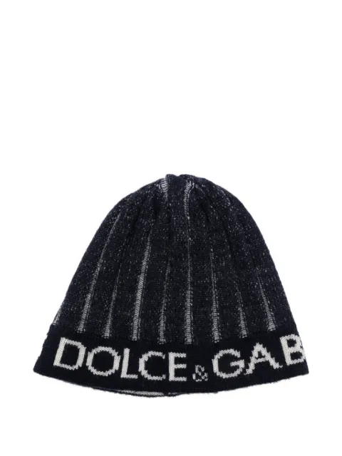 Dolce & Gabbana Pre-Owned 2000s logo-lettering beanie hat Blue DG120AKN