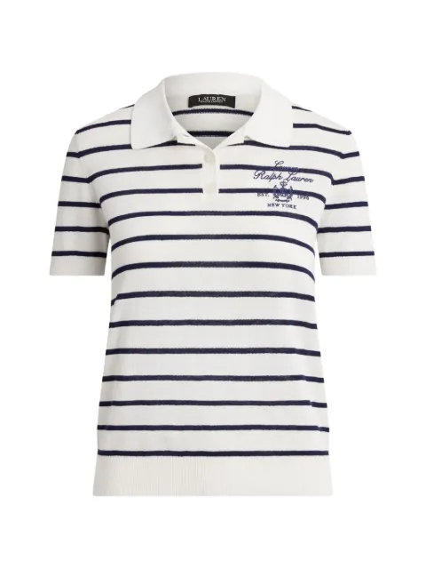 Lauren Ralph Lauren striped logo-embroidered polo top White 200P03506001