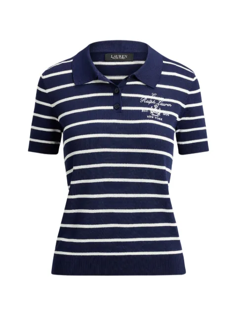 Lauren Ralph Lauren cable-knit logo-embroidered polo shirt Blue 200P03506002