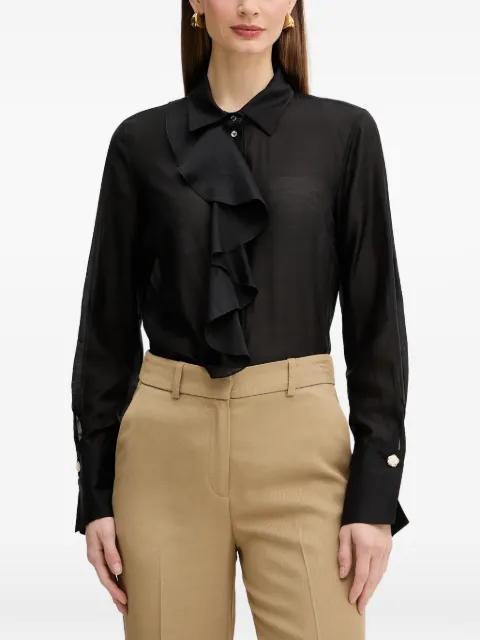FRACOMINA ruffled-detail button-up shirt Black FS26ST6016W83401