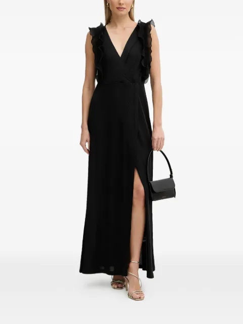 FRACOMINA ruffled V-neck maxi dress Black FR26SD3020J46301