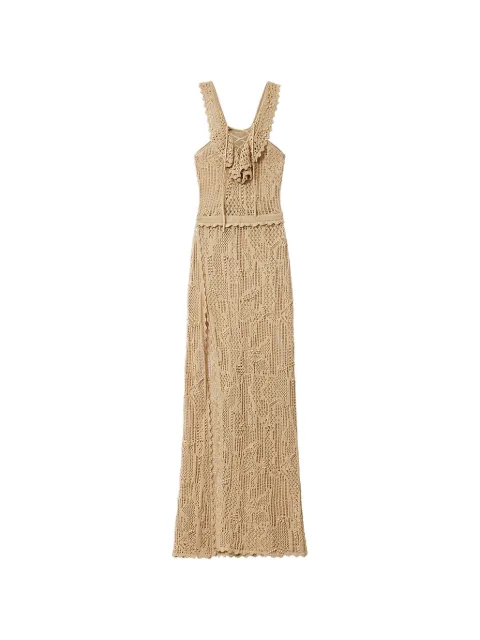 ISABEL MARANT Ornella long slit beaded crochet dress Neutrals RO1119FAD2L04I