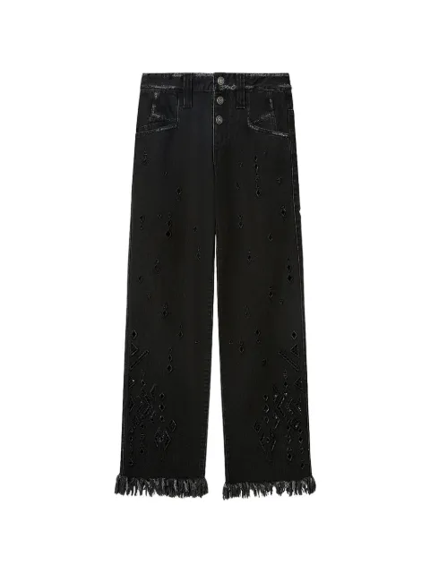 ISABEL MARANT Amia loose flared denim pants Black PA0698FAD2H01I