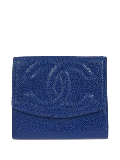 CHANEL Pre-Owned 1992 coin leather wallet Blue 117145
