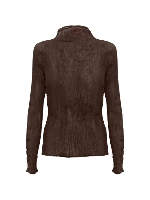 Issey Miyake high-neck long-sleeved top Brown IM66FJ41045