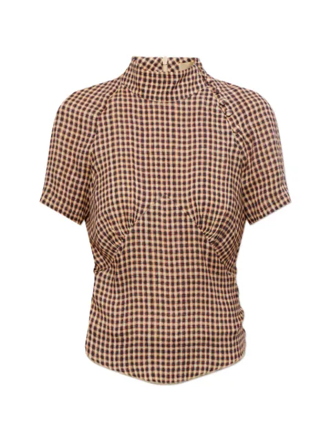 KNWLS check short-sleeve top Neutrals SS26TESBL