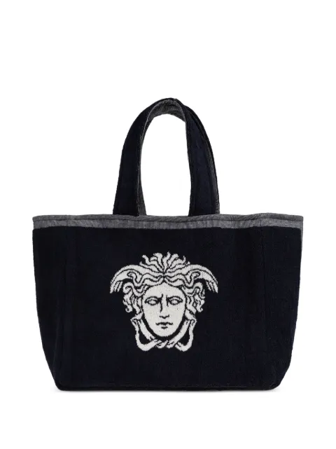 Versace cotton-terry jacquard tote Blue 10246191A17767