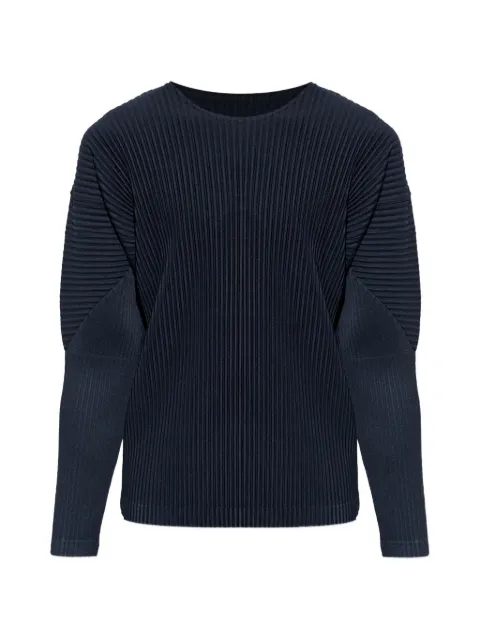 Homme Plissé Issey Miyake long-sleeved pleated T-shirt Blue HP66JK521