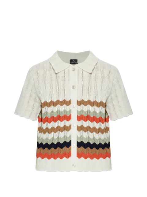 PS Paul Smith zigzag-pattern crochet shirt Neutrals W2R821NV31450