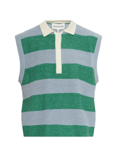 MUNTHE Bracha striped sleeveless polo-collar sweater Blue 261162526176