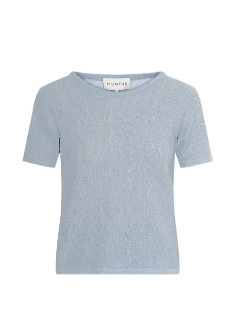 MUNTHE Boyli pointelle-knit T-shirt Blue 261162026172