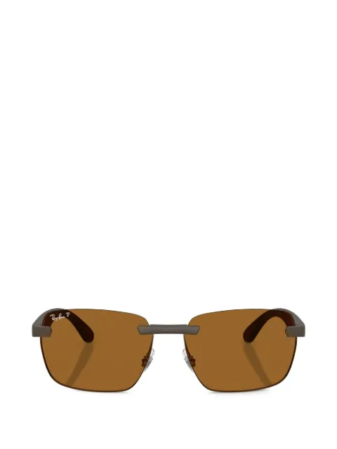 Ray-Ban rectangle-frame rimless sunglasses Brown RB4470CH6124BB