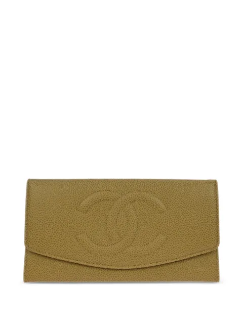 CHANEL Pre-Owned 1997 flap caviar leather wallet Neutrals 117148