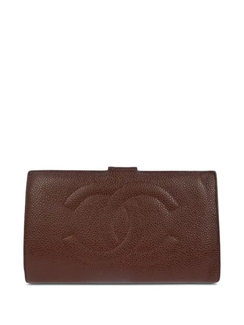 CHANEL Pre-Owned 1997 bifold long leather wallet purse Brown 117146