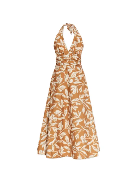 Max Mara Bella floral-print midi dress Brown 2611221042600
