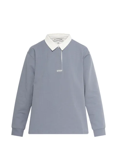 MUNTHE Becent collared long-sleeved polo top Blue 261114026166