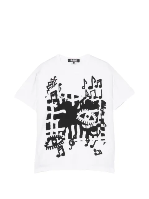 Black Comme Des Garçons graphic print round-neck T-shirt White FFHKCBKTE1QT502XQWHX00L