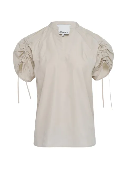 3.1 Phillip Lim ruched sleeve V-neck top Neutrals E26121773LCE