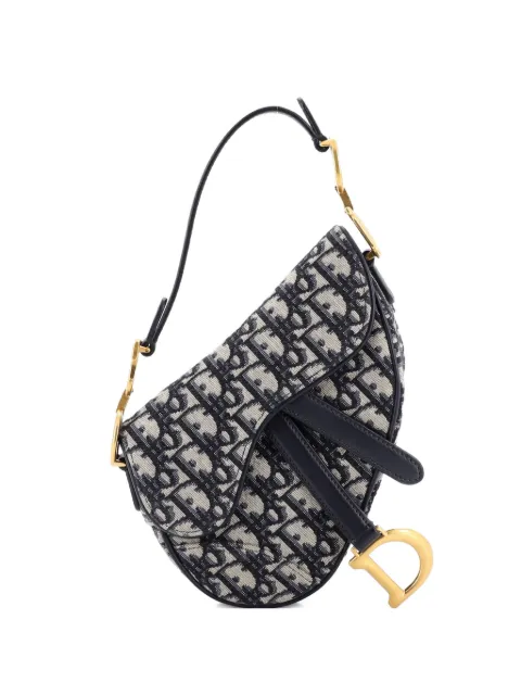 Christian Dior Pre-Owned Saddle Handbag Oblique Canvas Mini shoulder bag Blue G8FQ7ALUCT0HALXS
