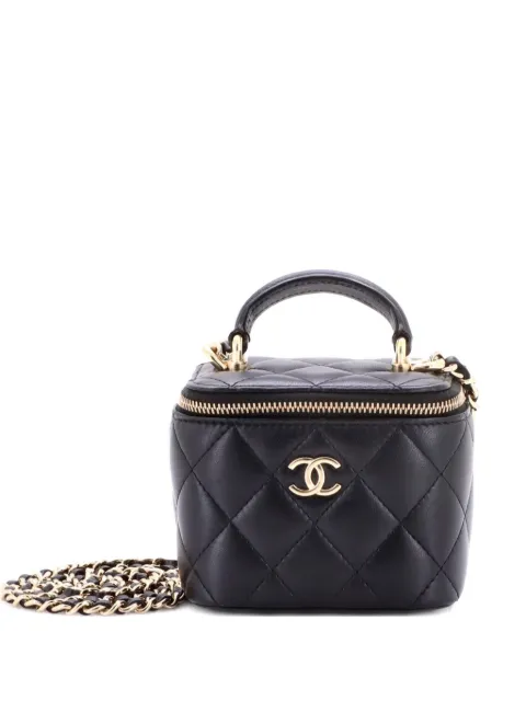 CHANEL Pre-Owned Classic Top Handle Vanity Case with Chain Quilted Lambskin Mini crossbody bag Black 4THKL4JY7JRNBZ7N