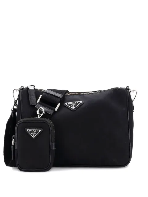 Prada Pre-Owned Re-Edition 2000 Double Zip Shoulder Bag Tessuto Small crossbody bag Black V06OZEB0PUCX89V6
