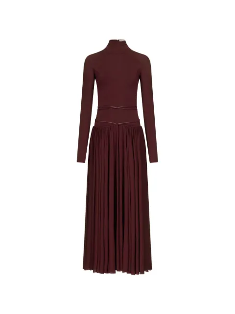 Alaïa long-sleeved pleated dress Brown AA9R2808J090C713