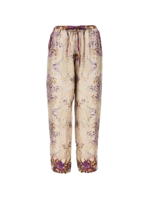 Pierre-Louis Mascia floral-print silk trousers Neutrals ALOESPT10959SE517905101