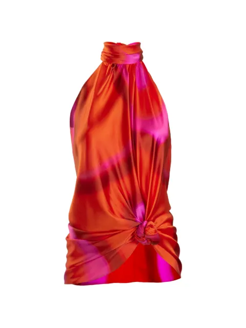 Silvia Tcherassi Dita abstract-print halterneck blouse Orange ST260150