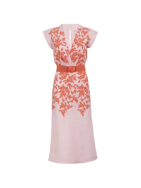 Silvia Tcherassi Olive embroidery midi dress Pink ST260134PINKORANGEEMBROIDER