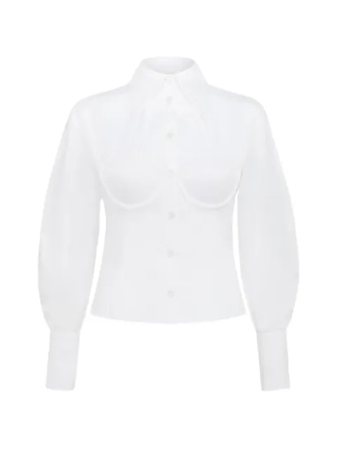 Violante Nessi Bellezza corset puffed-sleeve shirt White CO02BESA