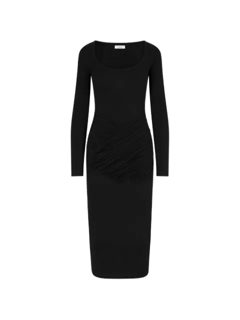 Violante Nessi Moore long-sleeve ruched-effect midi dress Black CO06MOVI