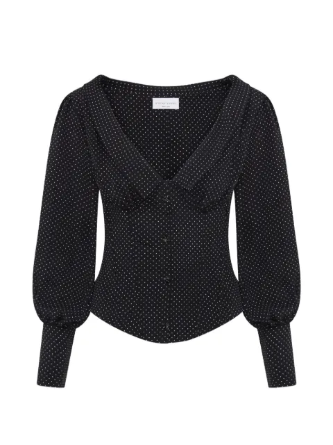 Violante Nessi Amber polka-dots V-neck blouse Black CO02AMSC