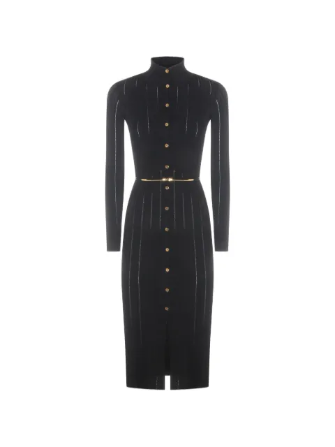 Elisabetta Franchi openwork knit fabric with belt dress Black AM15S61E2