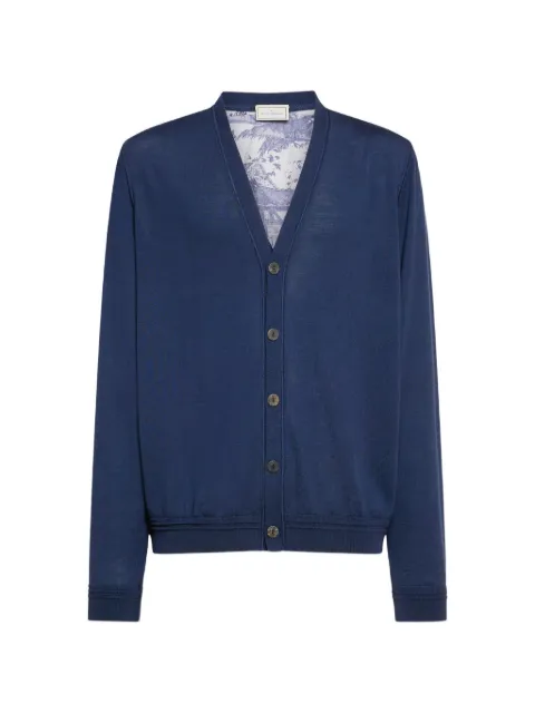 Pierre-Louis Mascia scenic-print V-neck cardigan Blue TRICOTCARPNM101WO143901108