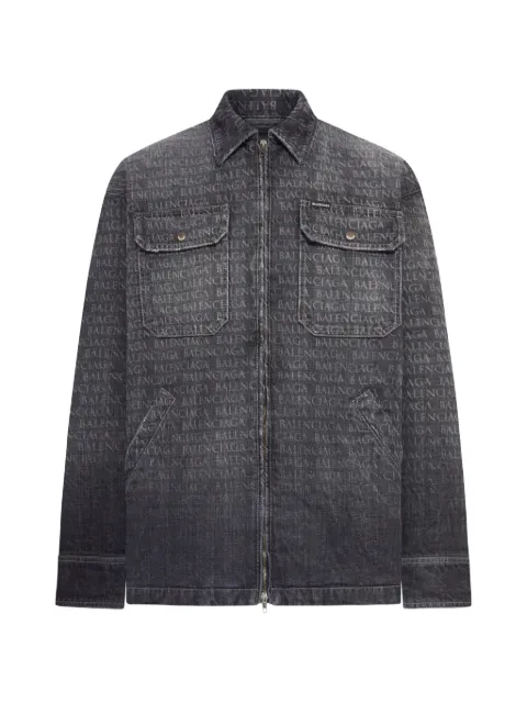 Balenciaga chest pockets logo print shirt jacket Grey 856919TTWA5