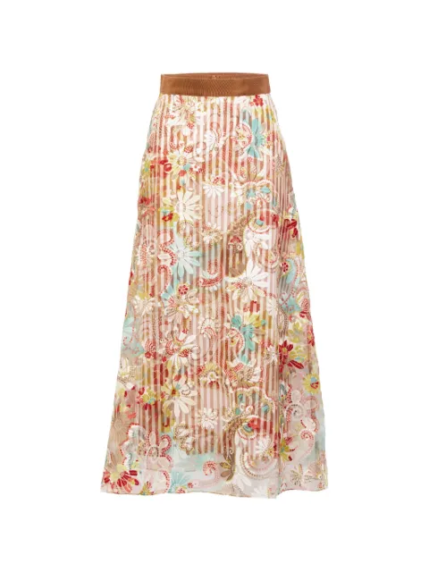 Silvia Tcherassi Nelida flower-print skirt Neutrals ST260132