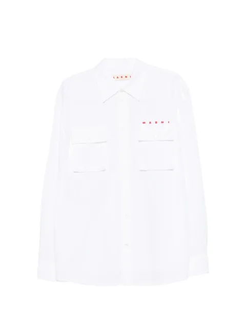 Marni flap-pocket logo shirt White CUMU0371P0USCT88
