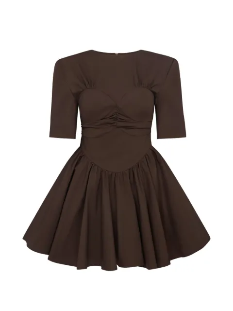 Violante Nessi Timothee short-sleeve pleated mini dress Brown CO06TISAOC