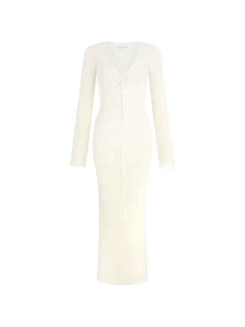 Violante Nessi Cristina V-neck long-sleeve midi dress Neutrals CO10CRKVI