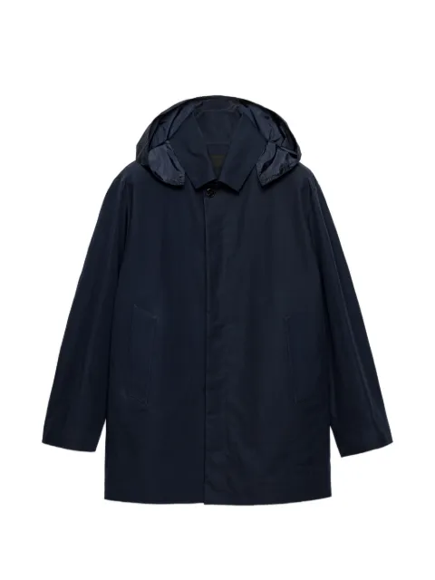 Prada hooded cotton coat Blue SGD099SOOO1Z8Z