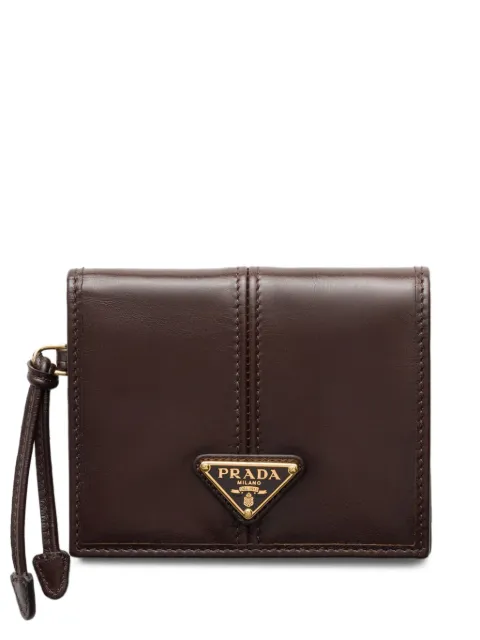 Prada logo-plaque leather wallet Brown 1MV2042CYR