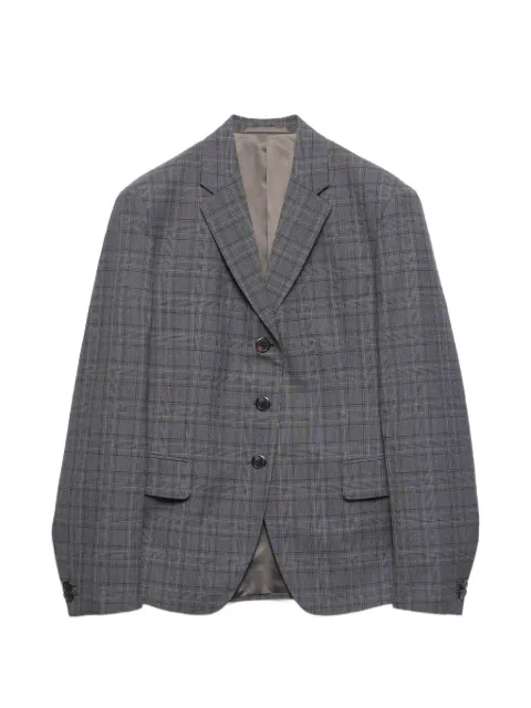 Prada single-breasted Prince Of Wales checked wool jacket Grey P592PSOOO18VA