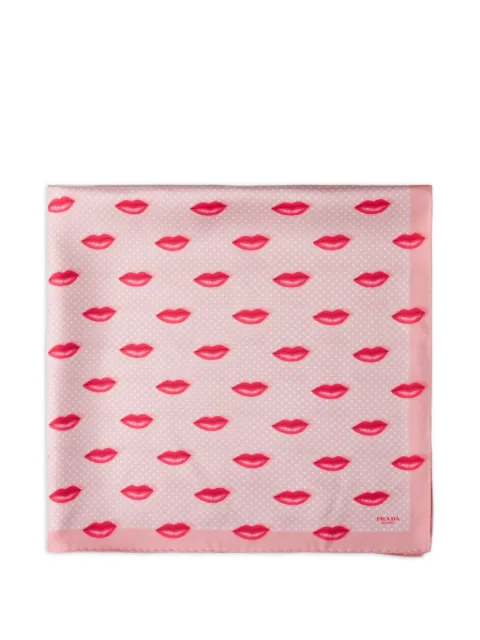 Prada printed silk twill scarf, 90 x 90 cm Pink 1FF0012IG2
