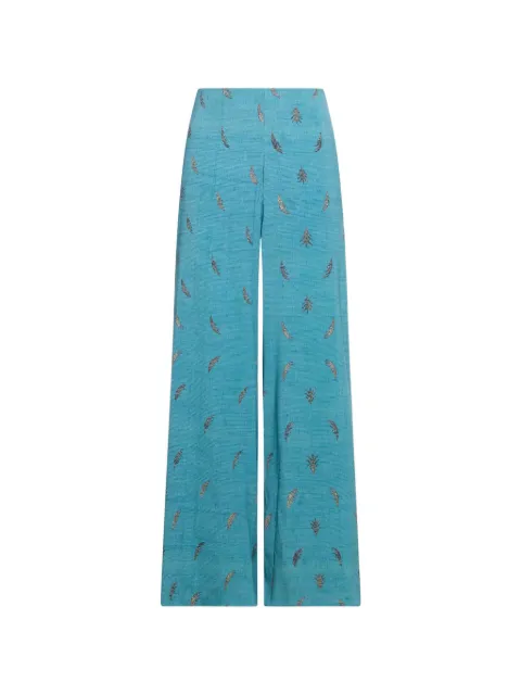 Pierre-Louis Mascia Adanastr leaf-print palazzo pants Blue ADANASTRSVPT12409SE146797101