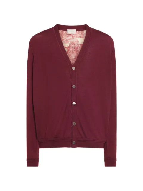 Pierre-Louis Mascia Tricot toile print V-neck cardigan Red TRICOTCARPNM101WO143901107